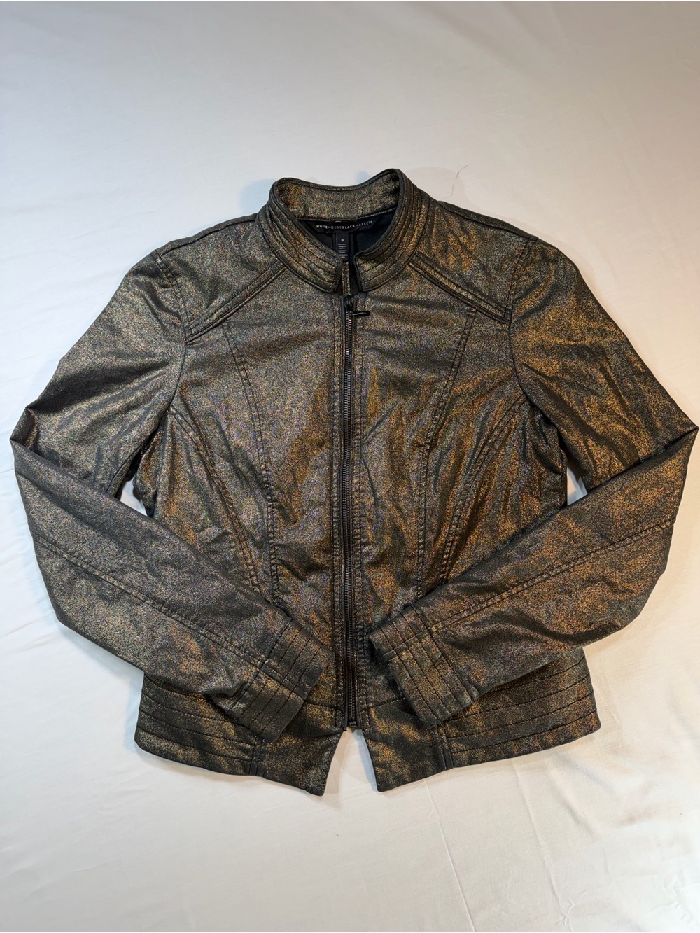 White House Black Market Metallic Bronze Zip-Up Jacket